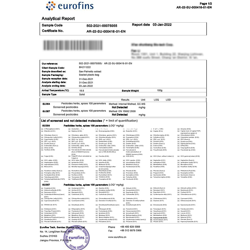 Eurofins 200 pesticide test document